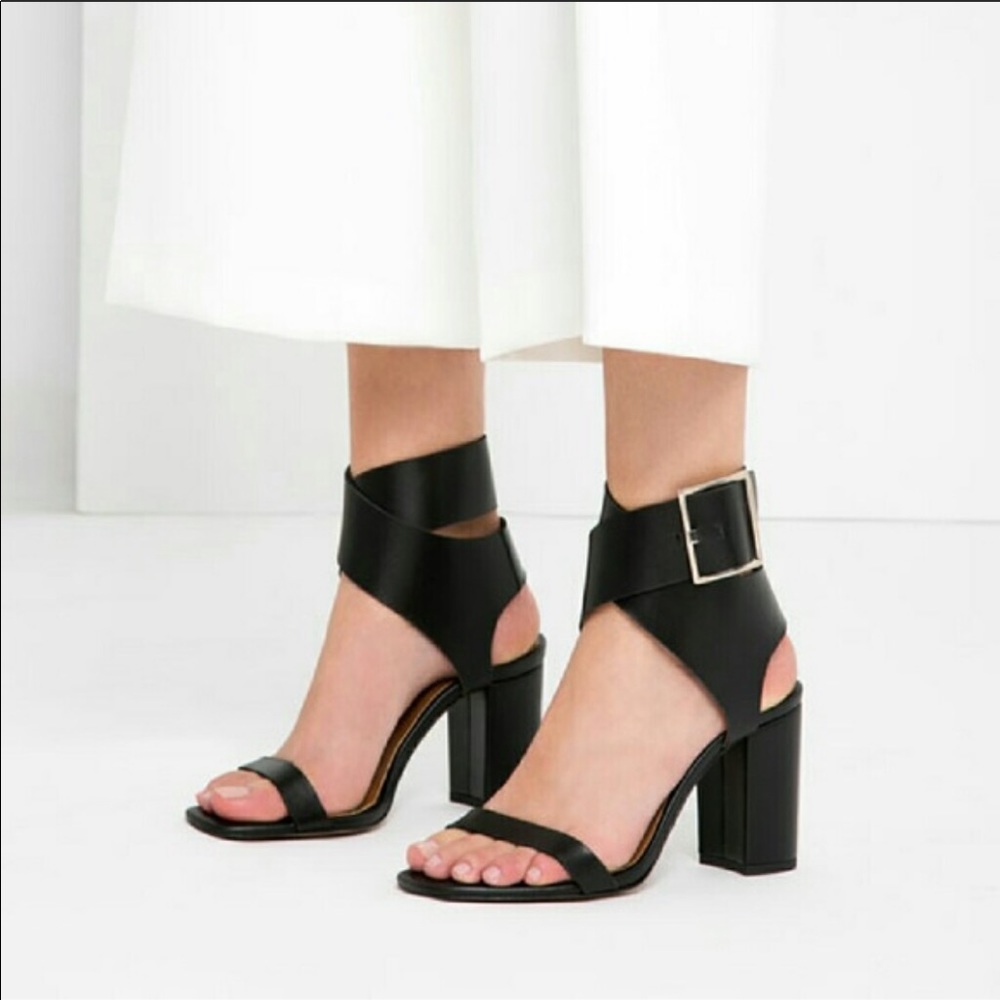 ZARA black LEATHER sandals